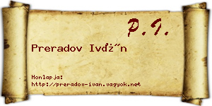 Preradov Iván névjegykártya